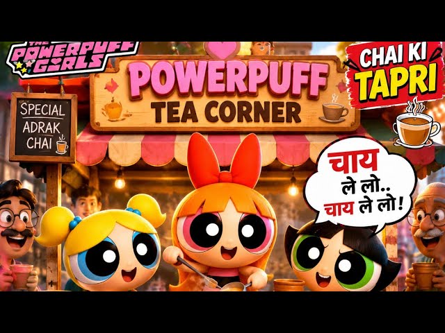 Chai Le Lo Chai Le Lo ☕#PowerpuffGirls #TeaShop #CartoonStory #Shorts#trendingnow #chaikitapri 