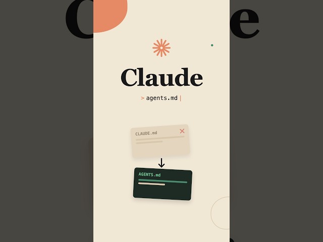 Claude Code now works with AGENTS.md instead of CLAUDE.md  #coding #claude #programming #claudecode