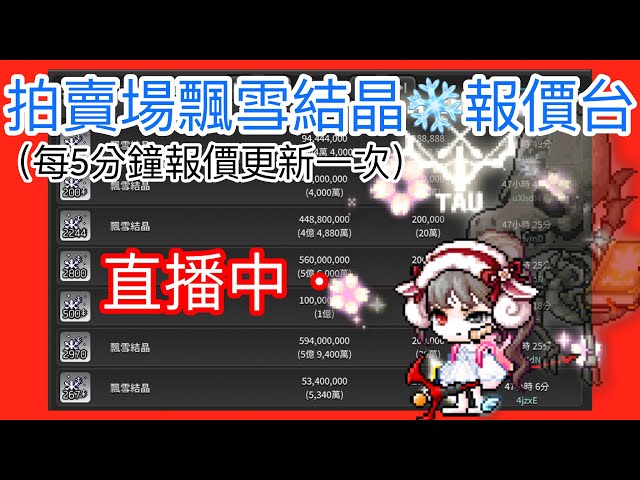 楓之谷Artale飄雪結晶/雪花拍賣場物價台2026/1/24