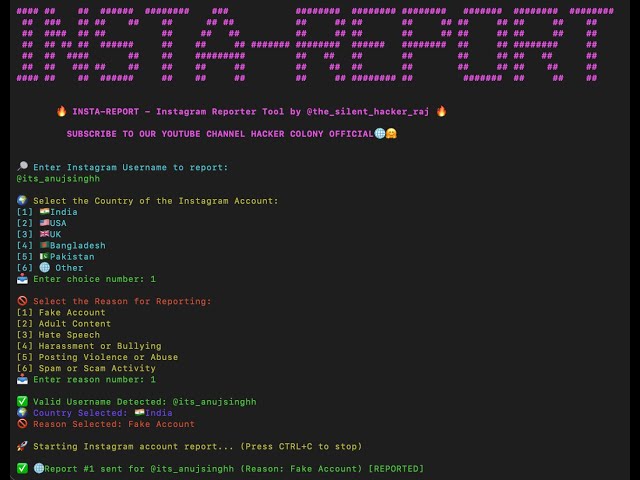 How to Ban Instagram Account using INSTA-REPORT tool in Termux  KaliLinux| instagram mass report bot