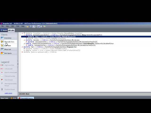 Profiling applications with dotTrace