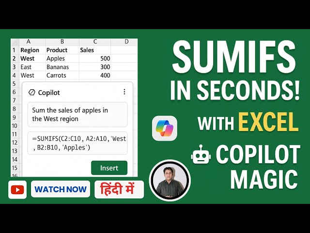 Master SUMIFS in Seconds with Excel Copilot | Paid vs Free Explained in Hindi