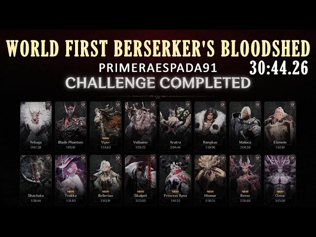 World First Dual Wield Berserker's Bloodshed Ultimate Challenge The First Berserker Khazan