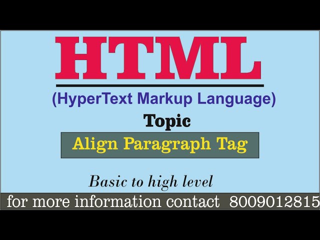 Basic HTML Practical || ALIGN - PARAGRAPH TAG || Full Computer Tutorial for beginners in Hindi