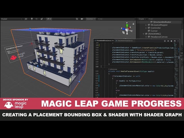 Magic Leap Unity3d Game with Placement Bounding Box Creation, Shader Graph, and Shader Demo