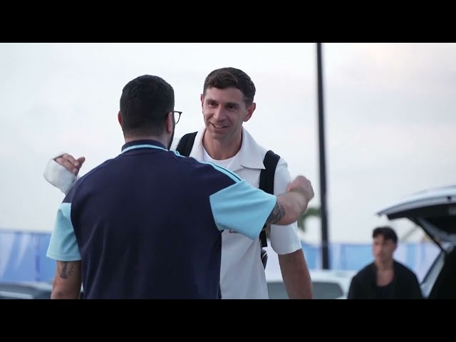Lionel Messi and Argentina team-mates arrive at base hotel to defend World Cup title