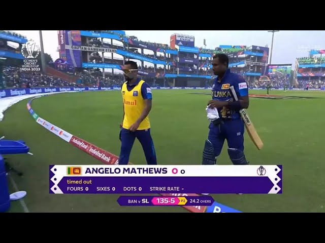 Angelo Mathews timed out- a first in international cricket