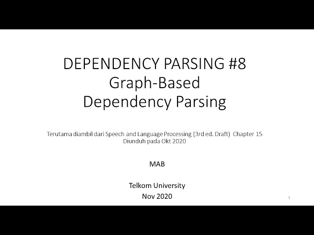 Dependency Parsing #8: Graph-Based Parsing