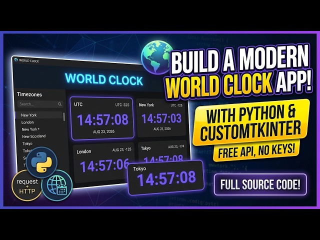 How to Build a Modern Desktop World Clock App in Python & CustomTkinter