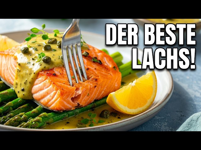 I have never eaten such delicious salmon. Asparagus with salmon served with a caper sauce.