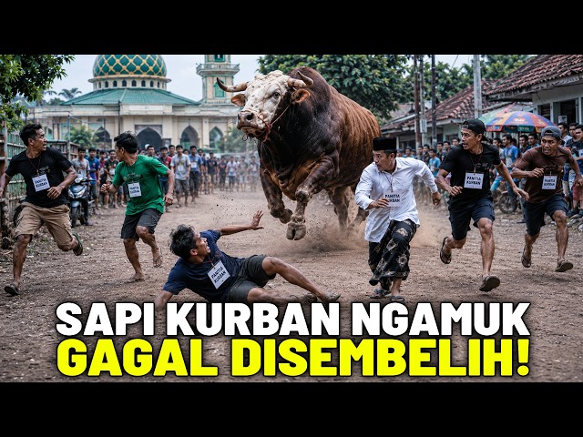 SACRIFICE COMMITTEE AND IMAM BECOME THE VICTIMS? Tense Moments as Sacrifice Cow Goes Wild