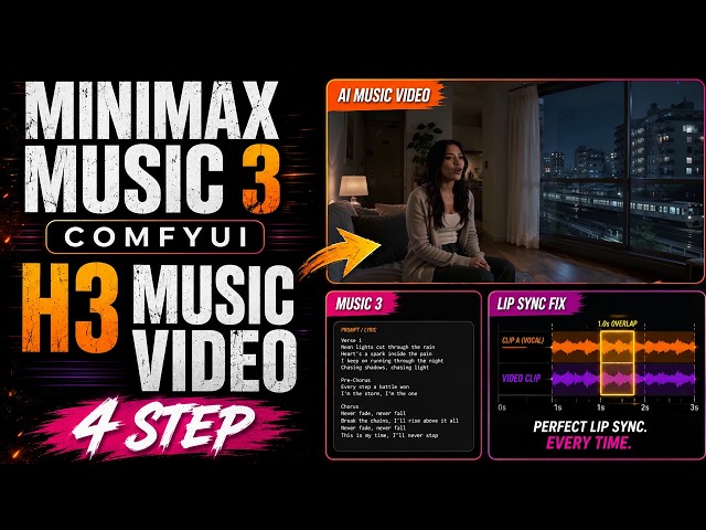 MiniMax Music 3 ComfyUI + H3 Turbo 4-Step: Full Music Video