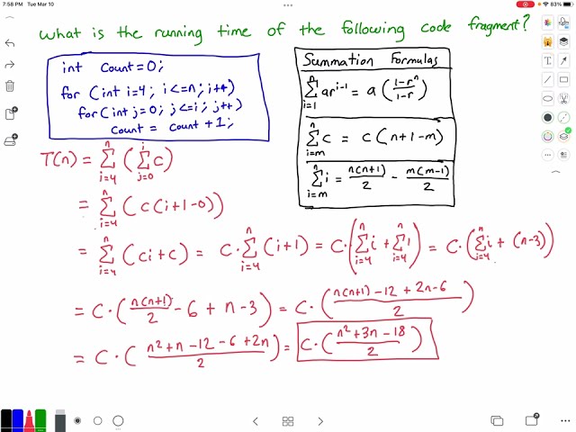 Algorithm Analysis — Understanding Summations & Time Complexity