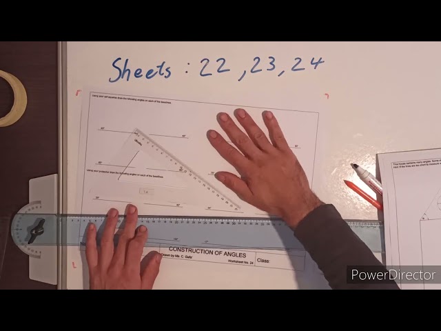 Angles using protractor and setsquares