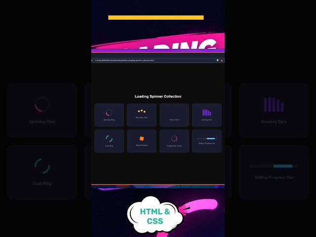 Build 8 Amazing Loading Spinners with HTML & CSS Only | Modern CSS Loading Animation Collection