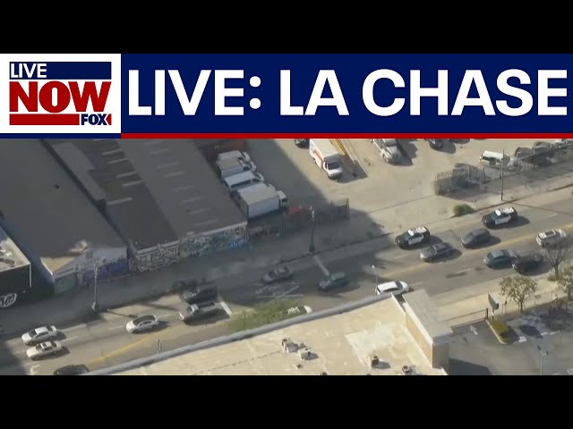 Watch slow-motion police chase of robbery suspect in LA