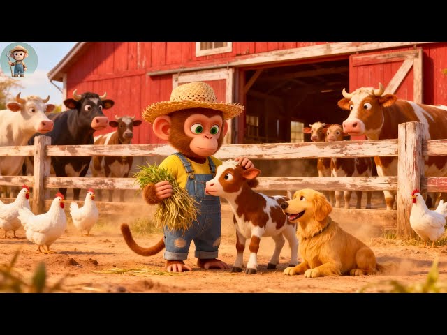 Baby Monkey Farmer Takes Care of Baby Calf – Cute Farm Friends Day 🐮🐥