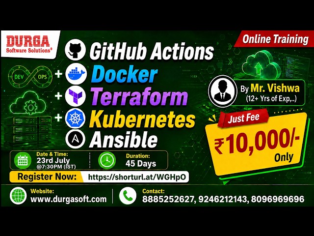 GitHub Actions + Docker + Terraform + Kubernetes + Ansible Online Training @ DURGASOFT