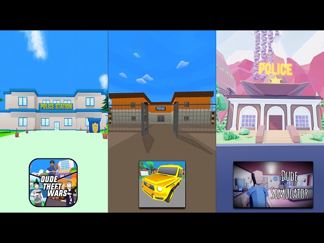 Police Station in Dude Theft Wars Vs Other Games !!! 🤔🤔🤔
