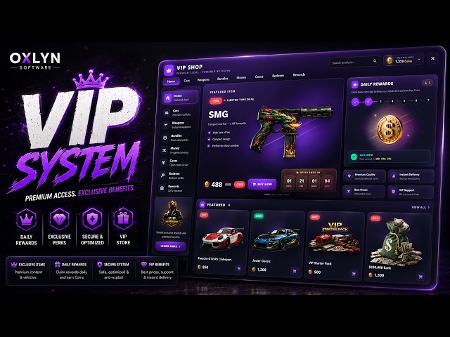 FiveM VIP System Script 👑 Coins, Case Opening, Memberships & Tebex Integration (ESX/QB/QBox)