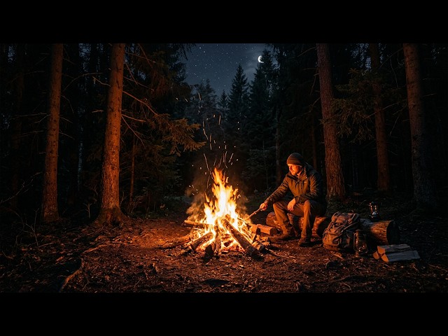 Cozy Campfire Sounds for Deep Sleep 🔥 | 10 Hours Crackling Fire + Forest Night Ambience