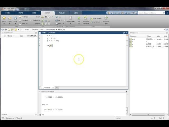 MATLAB Introduction: Using the Editor