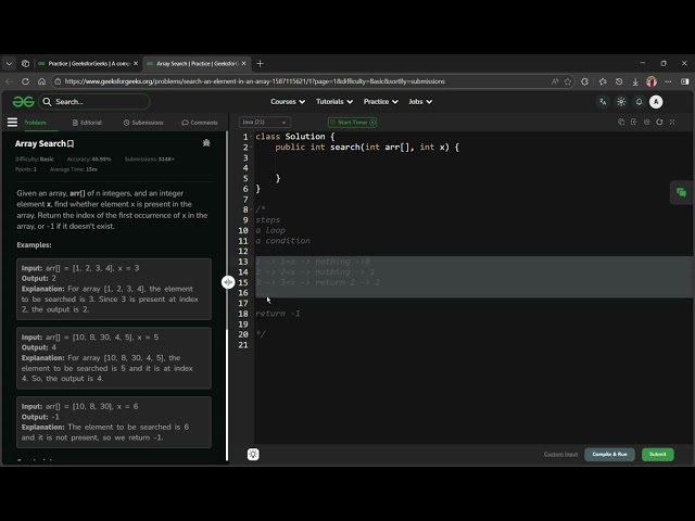 Array Search problem - Basic - GeeksforGeeks