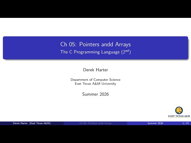 K&R C Ch 05: Pointers and Arrays