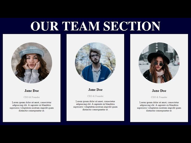 How to create the our team section by using html & css | web design