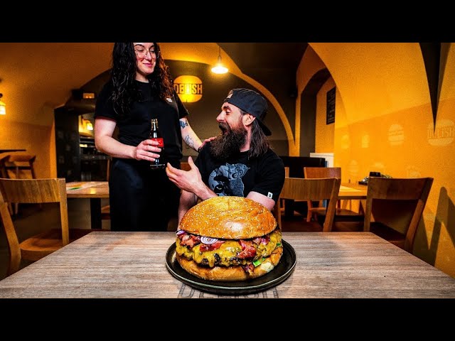I ORDERED THE BIGGEST BURGER IN THE CZECH REPUBLIC...THE TIME TO BEAT IS 12 MINUTES | BeardMeatsFood