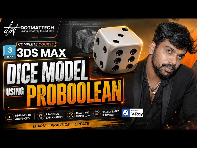 3ds Max Dice Modeling Tutorial Using ProBoolean #dotmattech