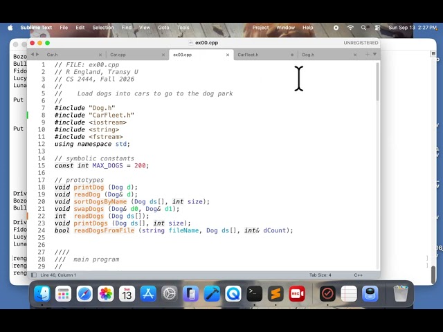CS 2444 09: Example 0: Carfleet class interface