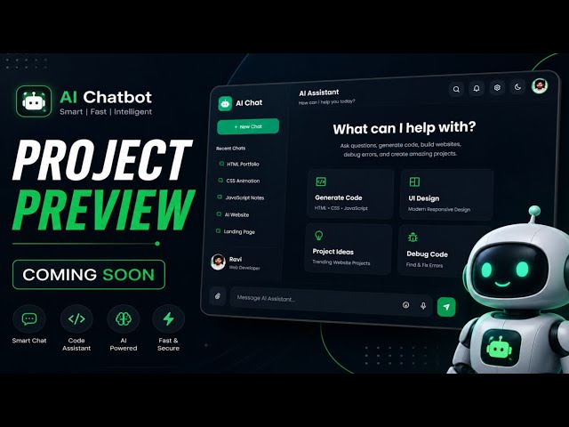 AI Chatbot UI Clone Project Preview  | HTML CSS JS 2026