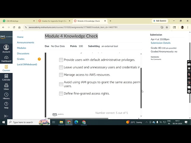 4 Module 4 Knowledge Check AWS Cloud Foundation