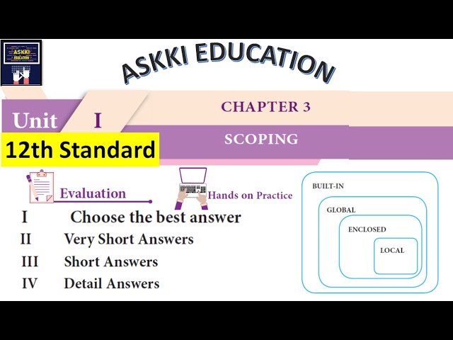 💥12th Computer Science Chapter 3: Scoping - Book Back Questions & Answers | English Medium
