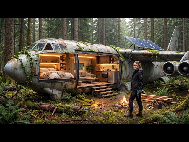 Building a House Inside a B‑52 Stratofortress (ASMR) – This Girl Built a Modern Home All By Herself