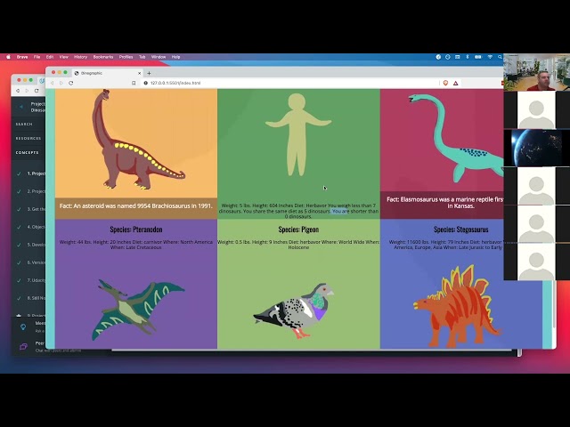 Dinosaur Infographic Project Intro — OOP, Constructor Functions & DOM Integration