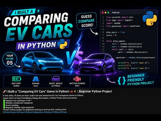 🚗⚡ I Built an EV Car Battle Game in Python! 🔥 | Which Car Wins?