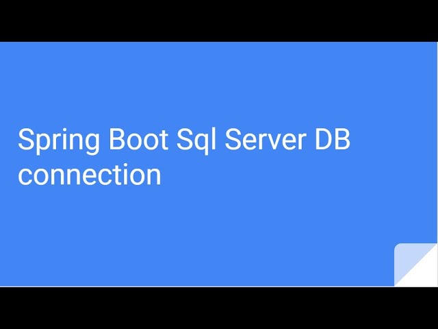 spring boot sql server database connection