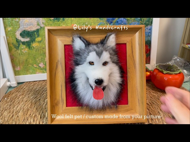 Needle Felting a Siberian Husky Framed Pet Portrait | Custom Pet Art