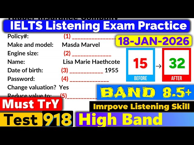 IELTS Listening Practice Test 2025 with Answers | Recent Exam - 18.01.2026