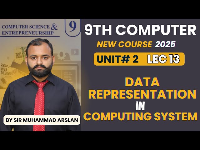Data Representation in computing systems | Chapter 2 | 9th class Computer new book 2025