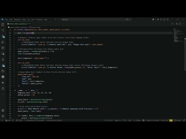Demonstrasi Sistem Operasi: Implementasi Multiprocessing, Lock, dan IPC Queue dengan Python