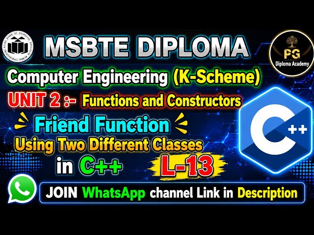 OOP C++ Unit 2 Lecture 13 Friend Function Using Two Different Classes C++ Program MSBTE K Scheme