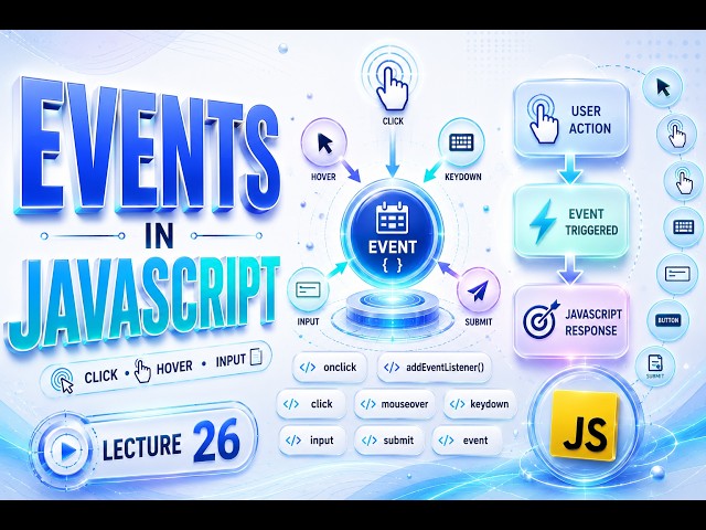 JavaScript Events Tutorial 2026 | Event Handling, Event Object & addEventListener() | Lecture 26