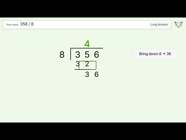 Long Division Problem 356/8: Step-by-Step Video Solution