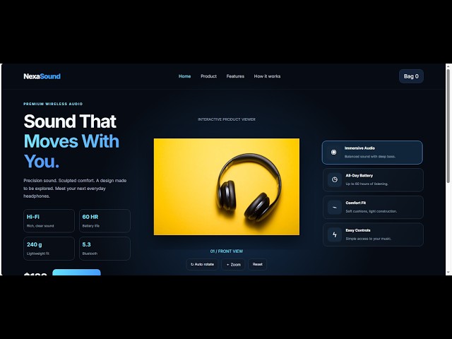 Product 360° Showcase with HTML, CSS & JavaScript | Interactive UI Design