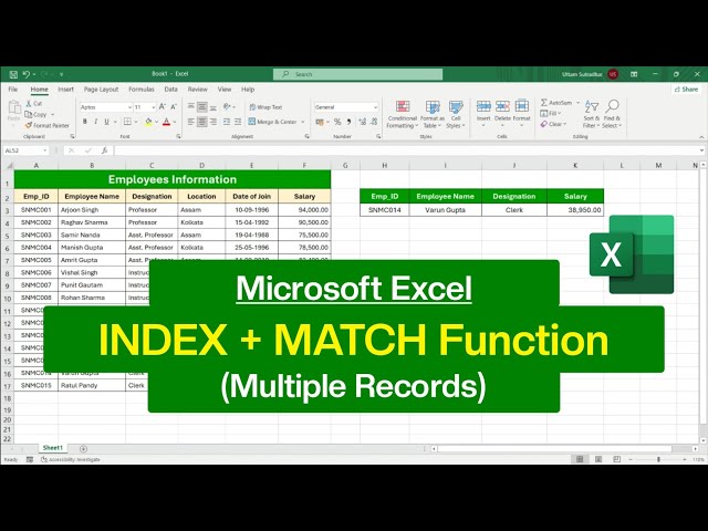 MS Excel - Index Match Function | Index Match Formula in Excel