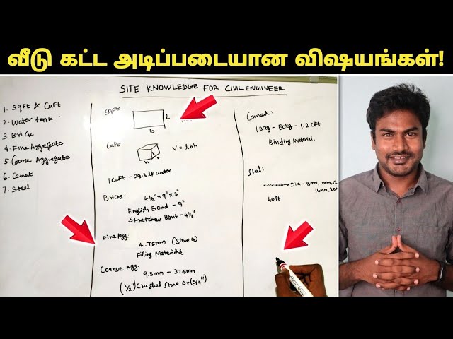 Civil Engineering Basic Knowledge in Tamil (House Construction Basics)