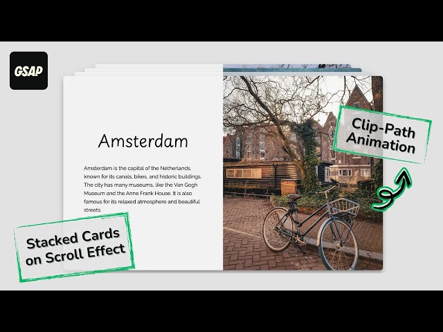 GSAP Scroll Animation: Stacked Cards with Clip-Path | ScrollTrigger & ScrollSmoother #gsap